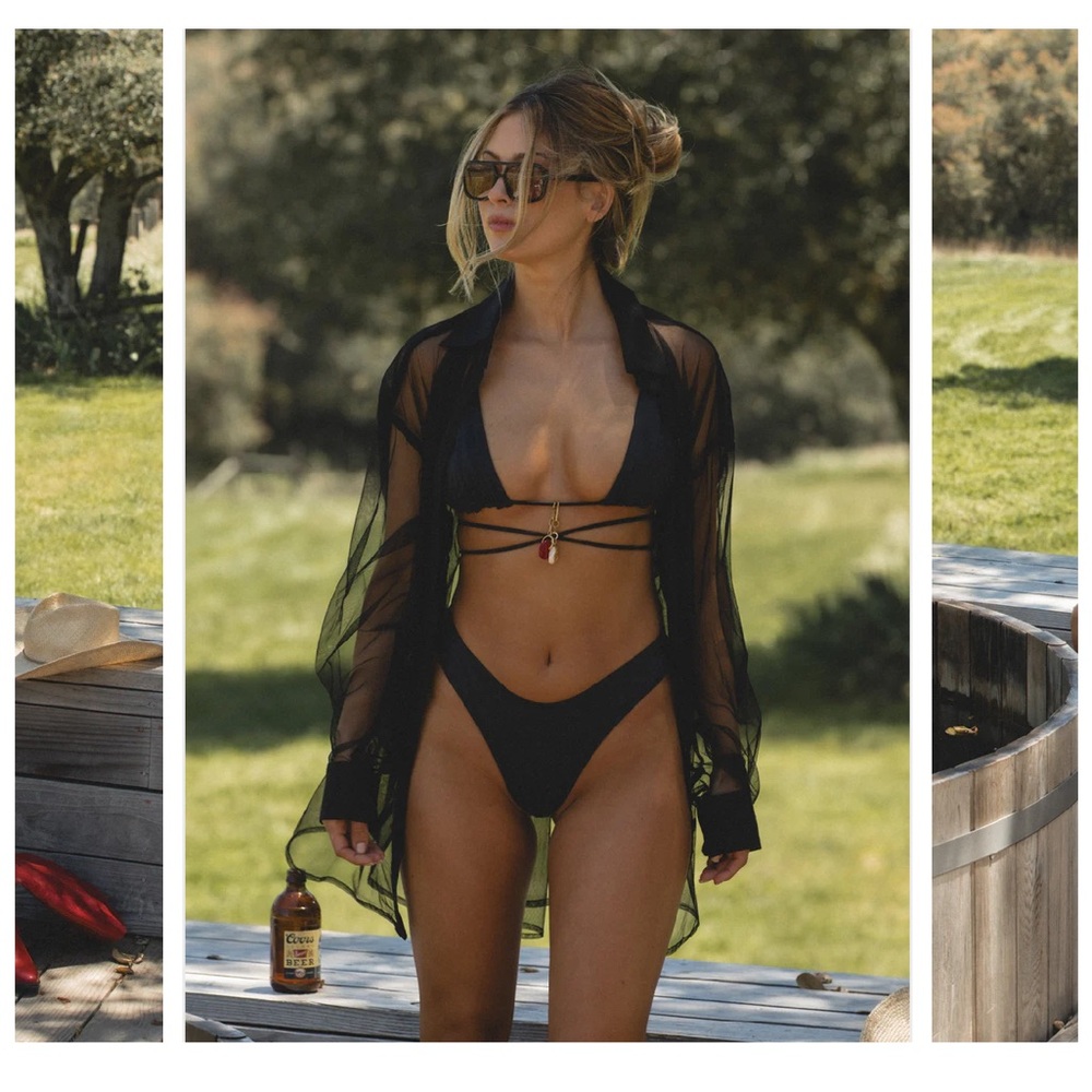 NWT Tan + Lines Palm desert cover up in black